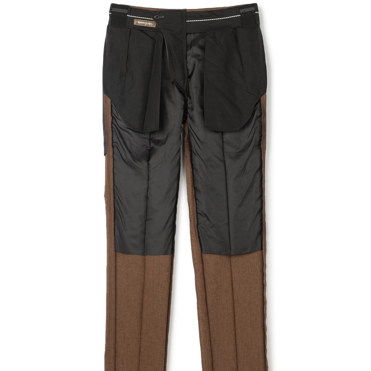 シルバーライン 【RBC】【春夏】ポリエステル1タックテーパードパンツ/ブラウン/ウエストムーブ仕様/4S SUSTAINABILITY&ECOLOGY FABRIC/※裾上げ必要 茶中間