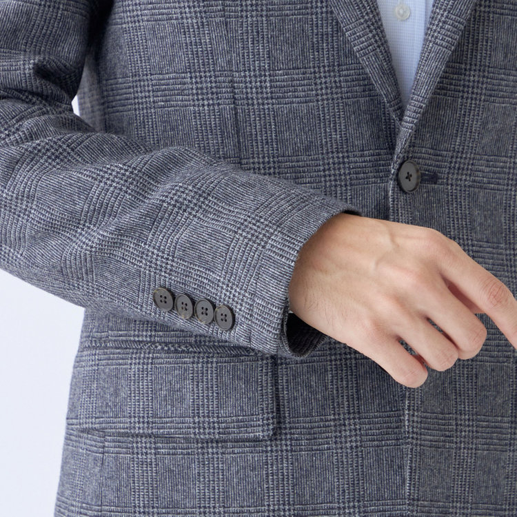 シルバーライン 【RBC】【秋冬】ウールブレンド2釦ジャケット/ネイビー＆グレー×グレンチェック/RE:NEWOOL 紺中間