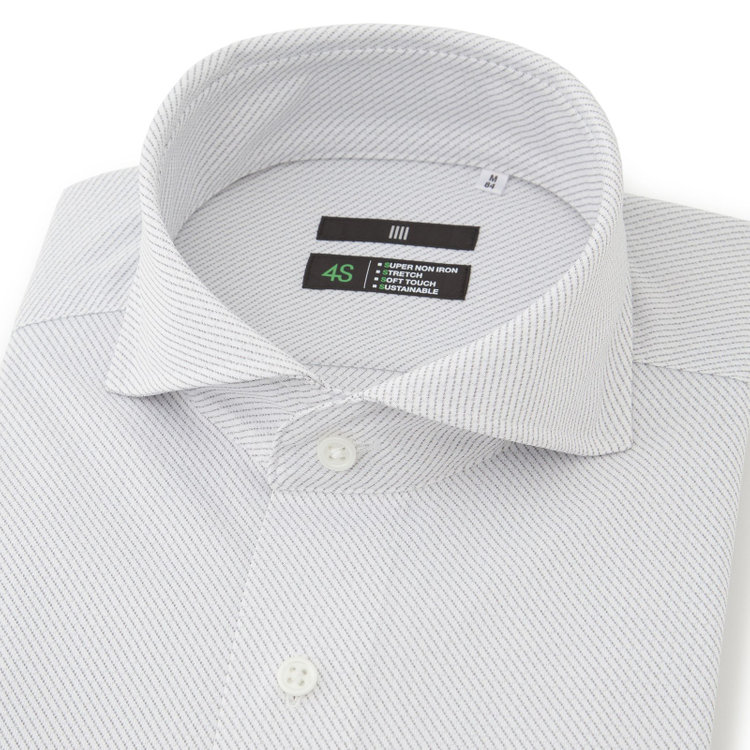 ブラックライン 【BLACK LINE】ホリゾンタルワイドカラーワイシャツ/グレー×ドビーツイル/「4S」スーパーノンアイロン・ストレッチ/Oil guard グレー中間