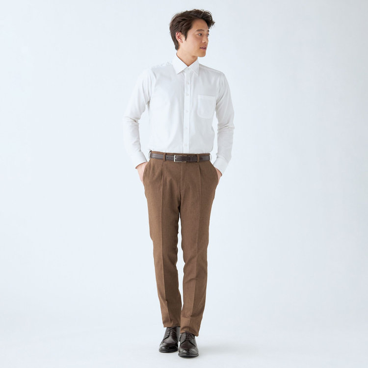 シルバーライン 【RBC】【春夏】ポリエステル1タックテーパードパンツ/ブラウン/ウエストムーブ仕様/4S SUSTAINABILITY&ECOLOGY FABRIC/※裾上げ必要 茶中間