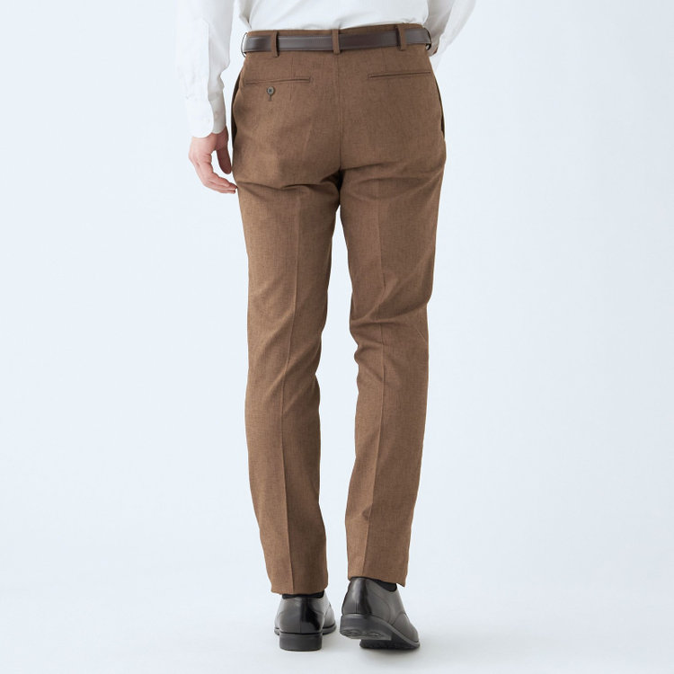 シルバーライン 【RBC】【春夏】ポリエステル1タックテーパードパンツ/ブラウン/ウエストムーブ仕様/4S SUSTAINABILITY&ECOLOGY FABRIC/※裾上げ必要 茶中間