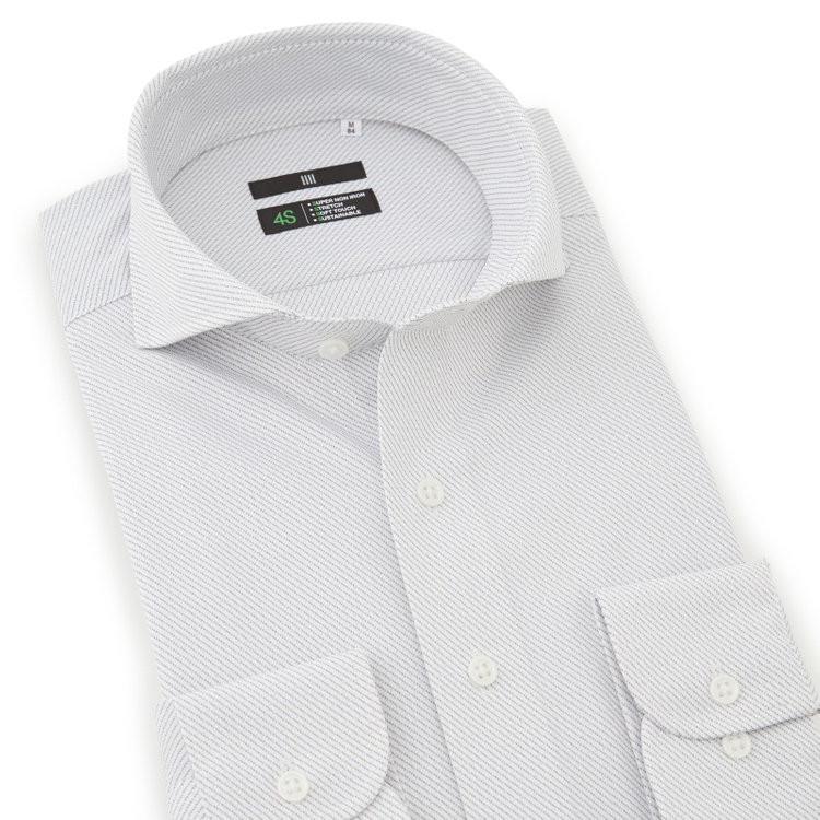 ブラックライン 【BLACK LINE】ホリゾンタルワイドカラーワイシャツ/グレー×ドビーツイル/「4S」スーパーノンアイロン・ストレッチ/Oil guard グレー中間