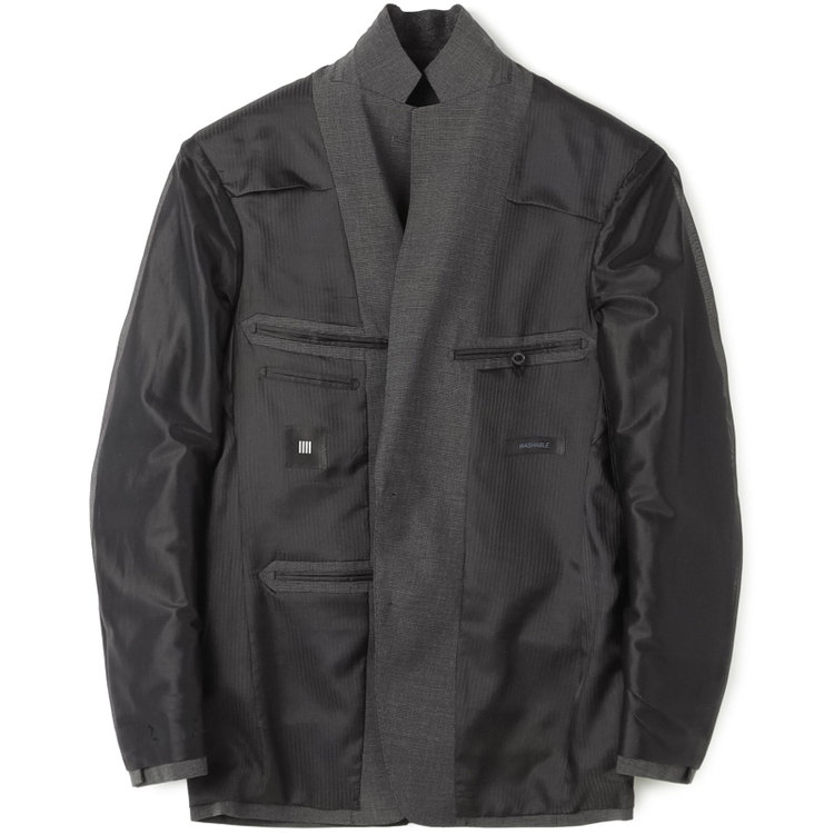 ブラックライン 【KSW】【春夏】2釦シングルスーツ 0タック/ダークグレー＆ブラック×ハウンドトゥース/ウォッシャブル/※裾上げ必要 グレー中間