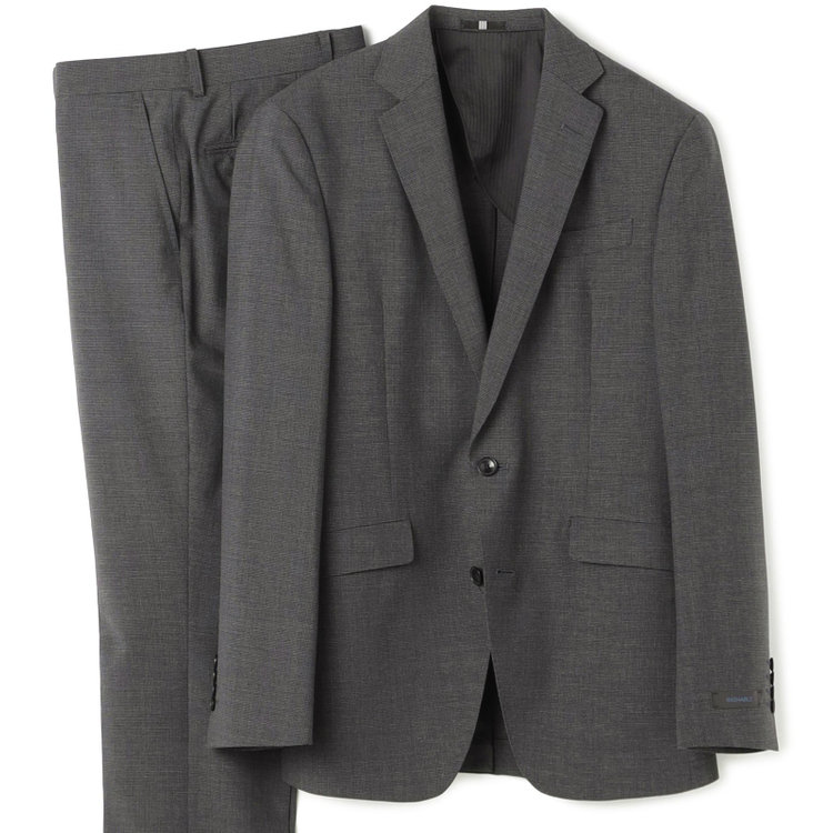 ブラックライン 【KSW】【春夏】2釦シングルスーツ 0タック/ダークグレー＆ブラック×ハウンドトゥース/ウォッシャブル/※裾上げ必要 グレー中間