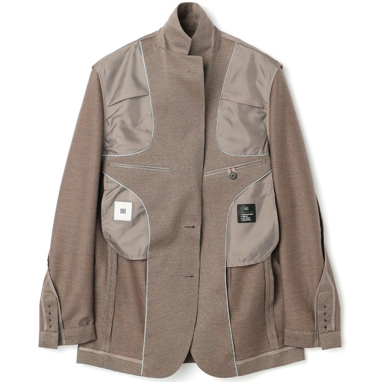 シルバーライン 【5DAYS CLOSET】【RBC】【春夏】2釦シングルジャケット/ブラウン×ハウンドトゥース/パッチポケット 茶中間