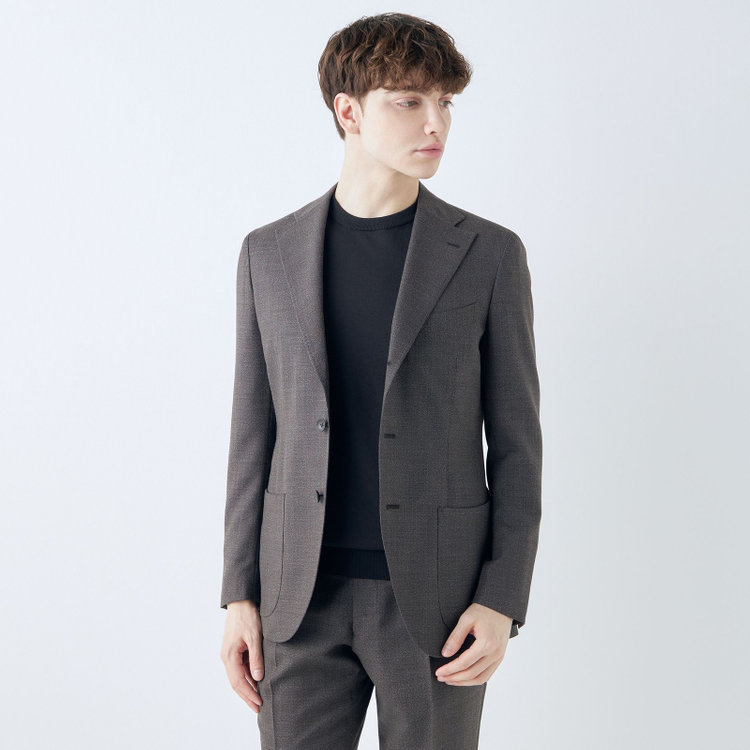 シルバーライン 【CLASSICO TAPERED】【春夏】3釦段返りシングルスーツ 2タック/ブラウン/パッチポケット/ウエストムーブ仕様/MARZOTTO/※パンツ裾直し必要 茶濃色