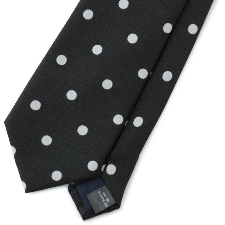 ブラックライン 【BLACK LINE】シルクブレンドドットネクタイ 7.5cm幅/ブラック×ホワイト その他