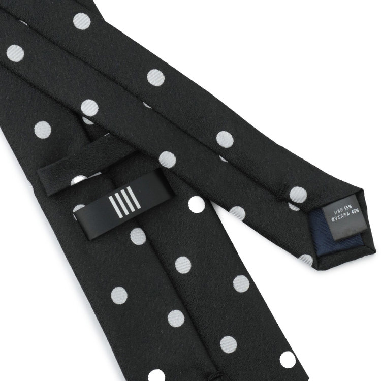 ブラックライン 【BLACK LINE】シルクブレンドドットネクタイ 7.5cm幅/ブラック×ホワイト その他