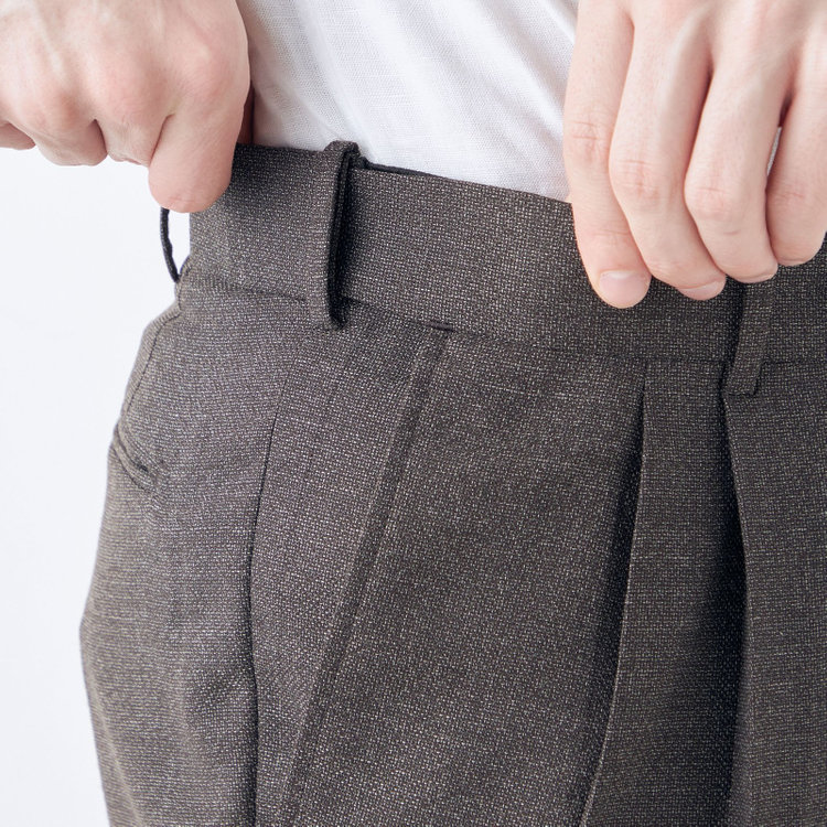 シルバーライン 【CLASSICO TAPERED】【春夏】3釦段返りシングルスーツ 2タック/ブラウン/パッチポケット/ウエストムーブ仕様/MARZOTTO/※パンツ裾直し必要 茶濃色