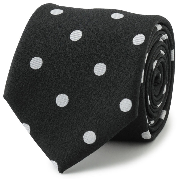 ブラックライン 【BLACK LINE】シルクブレンドドットネクタイ 7.5cm幅/ブラック×ホワイト その他