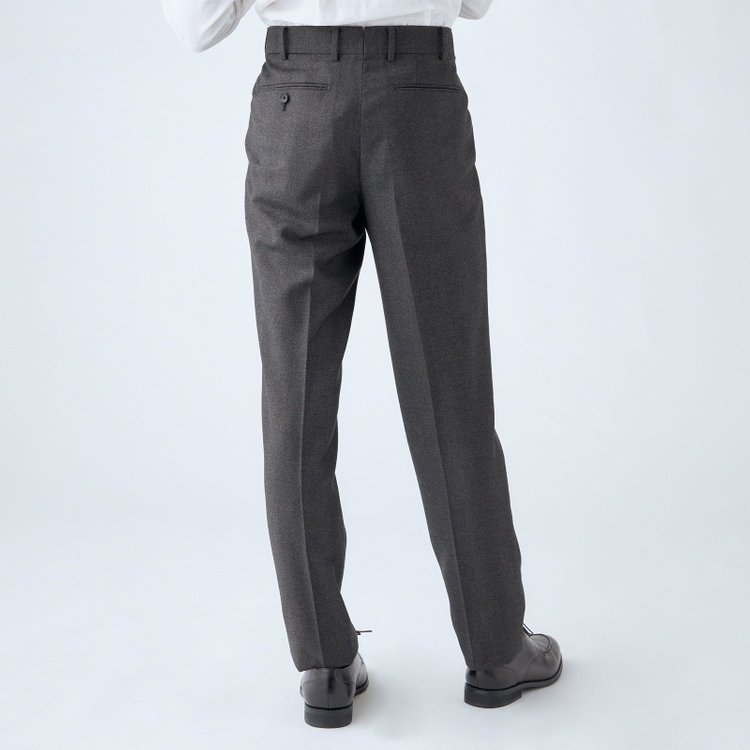 シルバーライン 【発送在庫あり】【CLASSICO TAPERED】【秋冬】3釦段返りシングルスーツ 2タック/グレー×ヘリンボーン/ウエストムーブ/MARZOTTO/※裾上げ必要 グレー濃色