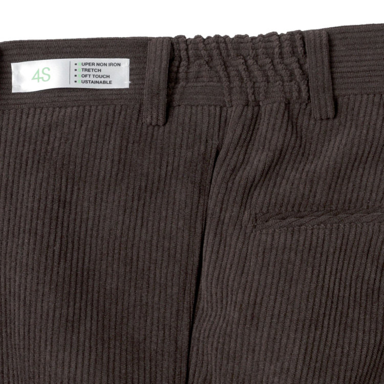 シルバーライン 【CLASSICO TAPERED】【秋冬】1タックテーパードパンツ/ブラウン×コーデュロイ/シャーリング仕様/4S SUSTAINABLE/※裾上げ必要 茶濃色