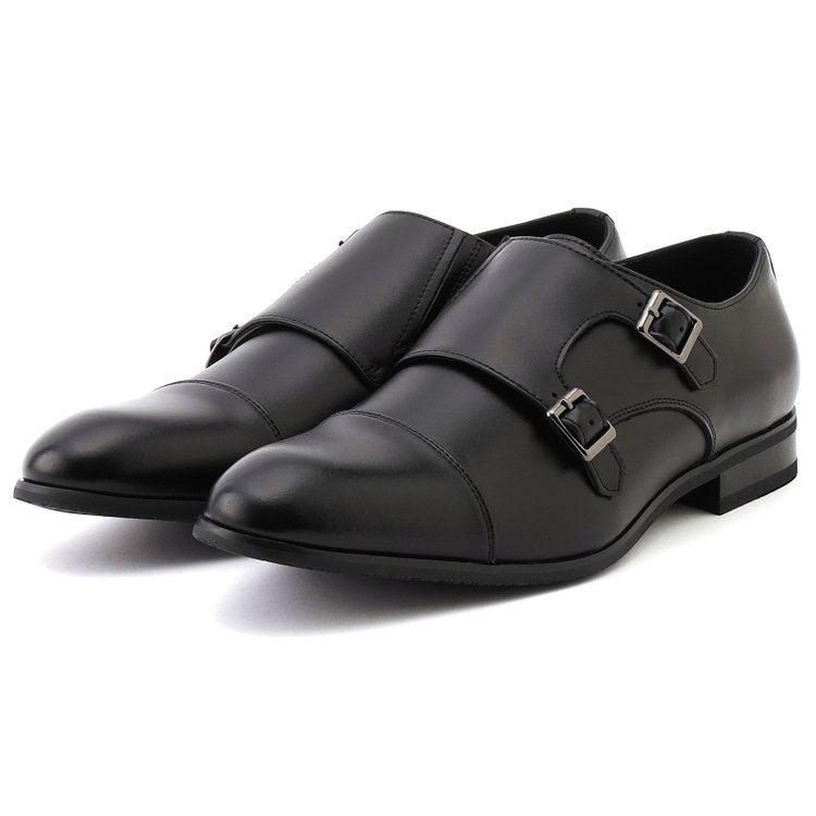 発送在庫あり】ダブルモンクストラップ ドレスシューズ/ブラック/革