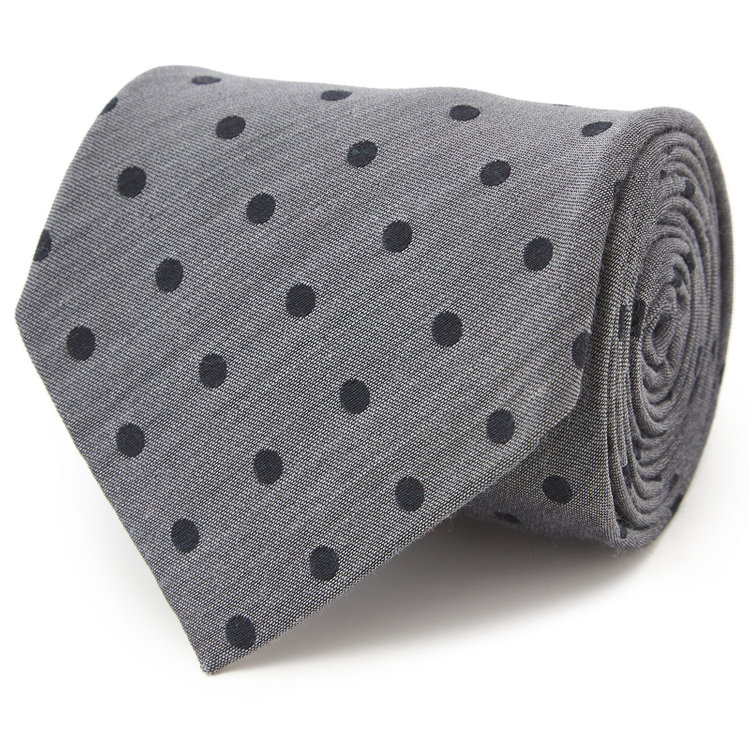 シルバーライン 【SILVER LINE】シルクウールドットネクタイ 8.5cm幅/シルバーグレー/Finest fabrics by COMO ITALY その他