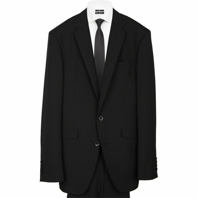 スーツセレクト 【WEB限定/OUTLET】【KSW】【年間】2釦シングルスーツ 0タック/ブラック×ソリッド/SUPER TOUGH 100's ブラック系(黒)