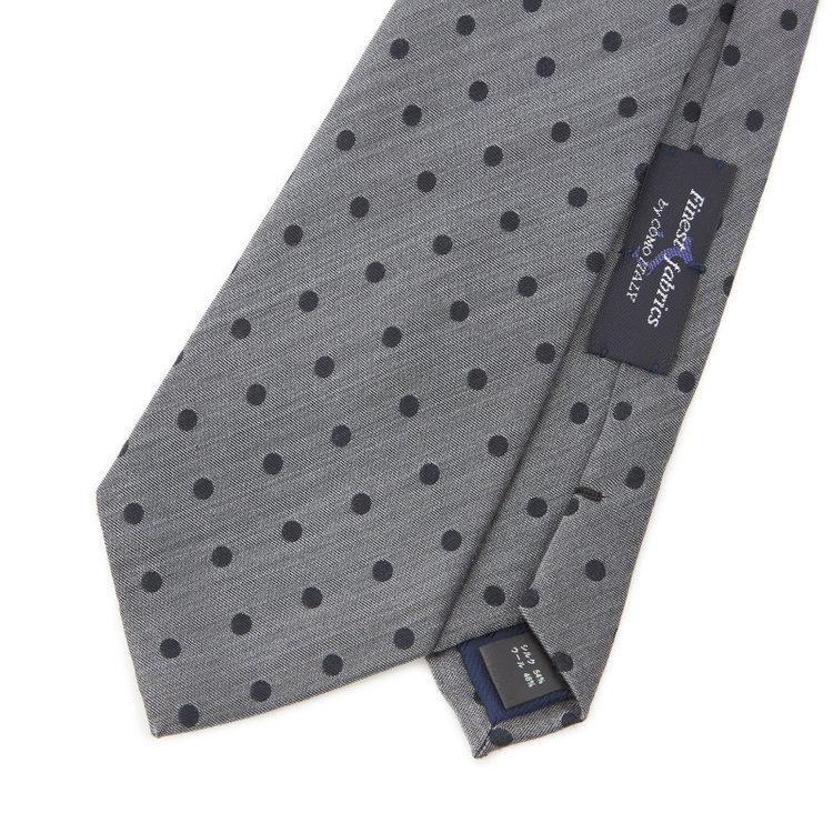 シルバーライン 【SILVER LINE】シルクウールドットネクタイ 8.5cm幅/シルバーグレー/Finest fabrics by COMO ITALY その他