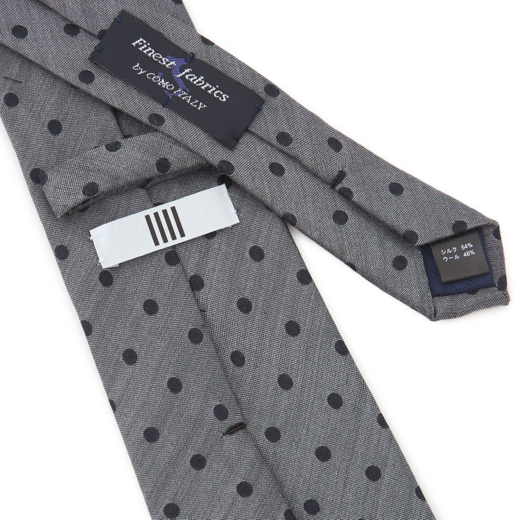 シルバーライン 【SILVER LINE】シルクウールドットネクタイ 8.5cm幅/シルバーグレー/Finest fabrics by COMO ITALY その他