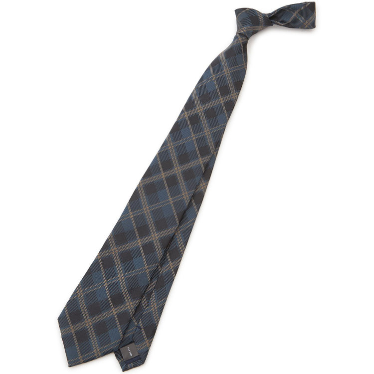 シルバーライン 【SILVER LINE】シルクチェックネクタイ 8.0cm幅/ネイビー×ブラック×ブラウン その他