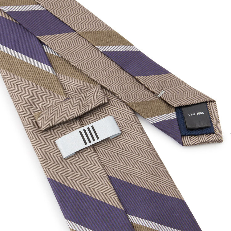 シルバーライン 【SILVER LINE】シルクストライプネクタイ 8.0cm幅/ブラウン×パープル その他