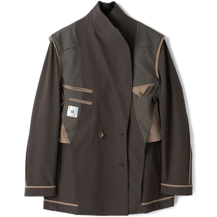 シルバーライン 【RBC】【春夏】6釦2掛けダブルジャケット/ブラウン×サッカー/パッチポケット/4S AIR 茶濃色