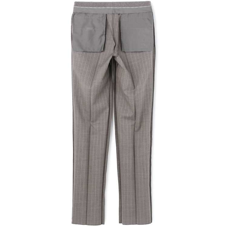 シルバーライン 【CLASSICO TAPERED】【春夏】3釦段返りシングルスーツ 2タック/グレージュ×ストライプ/ウエストムーブ/NEW ZEALAND WOOL MIX/※裾上げ必要 グレー中間