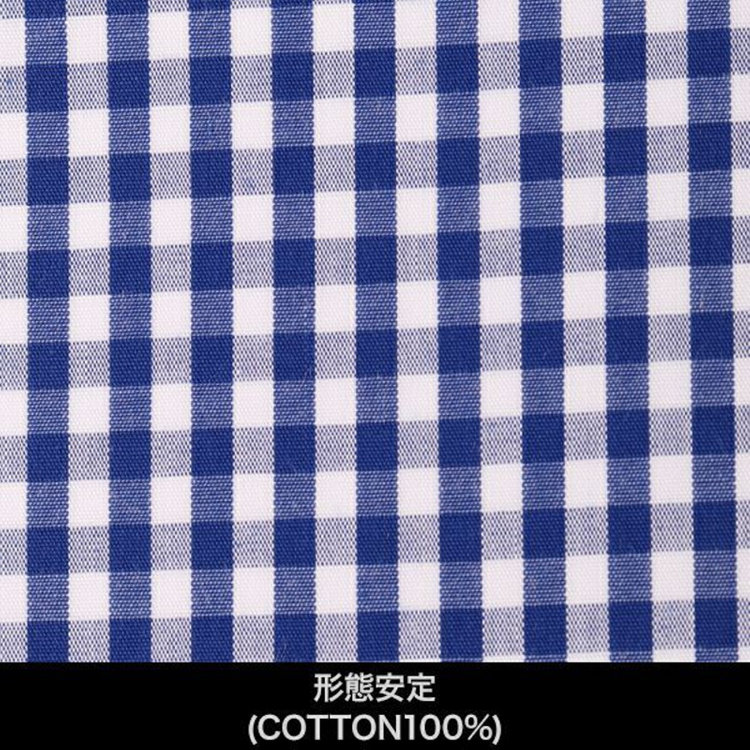 スーツセレクト 【国内縫製】【パターンオーダー】【形態安定】ワイシャツ・ドレスシャツ/ホワイト＆ネイビー×チェック/(COTTON100%) ネイビー系(紺)