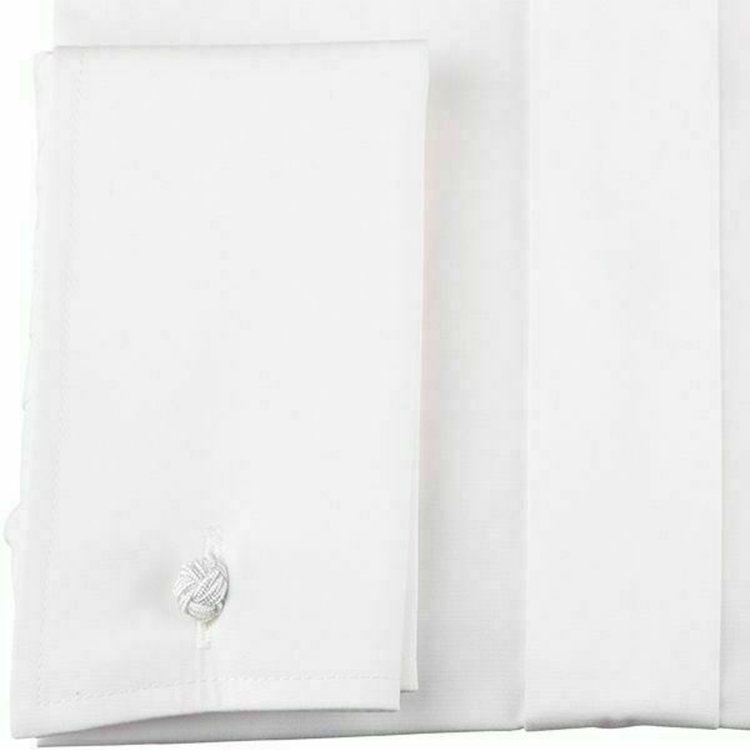 シルバーライン 【SL-4】ウイングカラードレスワイシャツ/ホワイト×ブロード/ダブルカフス(ゴムカフス付) 白