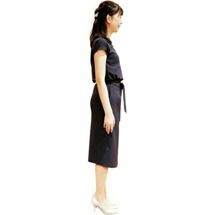 ブラックライン 【WEB限定/OUTLET】【SL】【年間】ロング丈巻きスカート/ネイビー/リボンベルト付き/ウォッシャブル ネイビー系(紺)