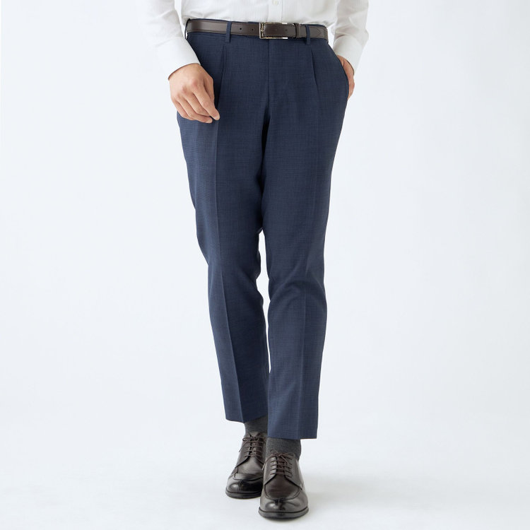 シルバーライン 【CLASSICO TAPERED】【春夏】1タックテーパードパンツ/ネイビー/ウエストムーブ仕様/4S SUSTAINABILITY&ECOLOGY FABRIC/※裾上げ済仕様 紺中間