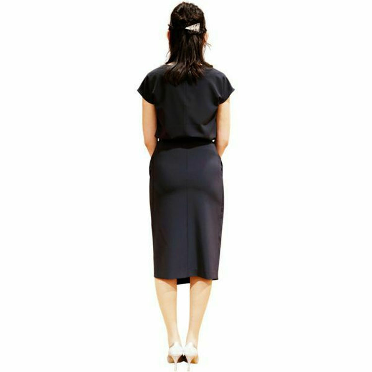 ブラックライン 【WEB限定/OUTLET】【SL】【年間】ロング丈巻きスカート/ネイビー/リボンベルト付き/ウォッシャブル ネイビー系(紺)