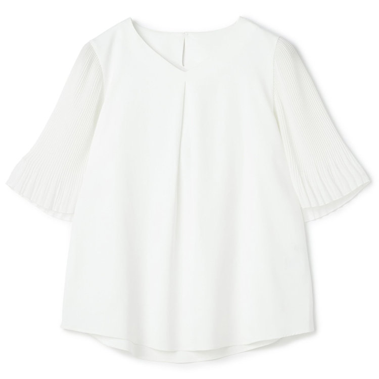 シルバーライン 【SILVER LINE/5分袖】プリーツフレアスリーブプルオーバー/ホワイト 白