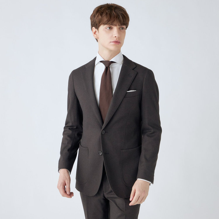 シルバーライン 【CLASSICO TAPERED】【秋冬】2釦ジャケット/ブラウン/パッチポケット/4S SUSTAINABILITY&ECOLOGY FABRIC 茶中間