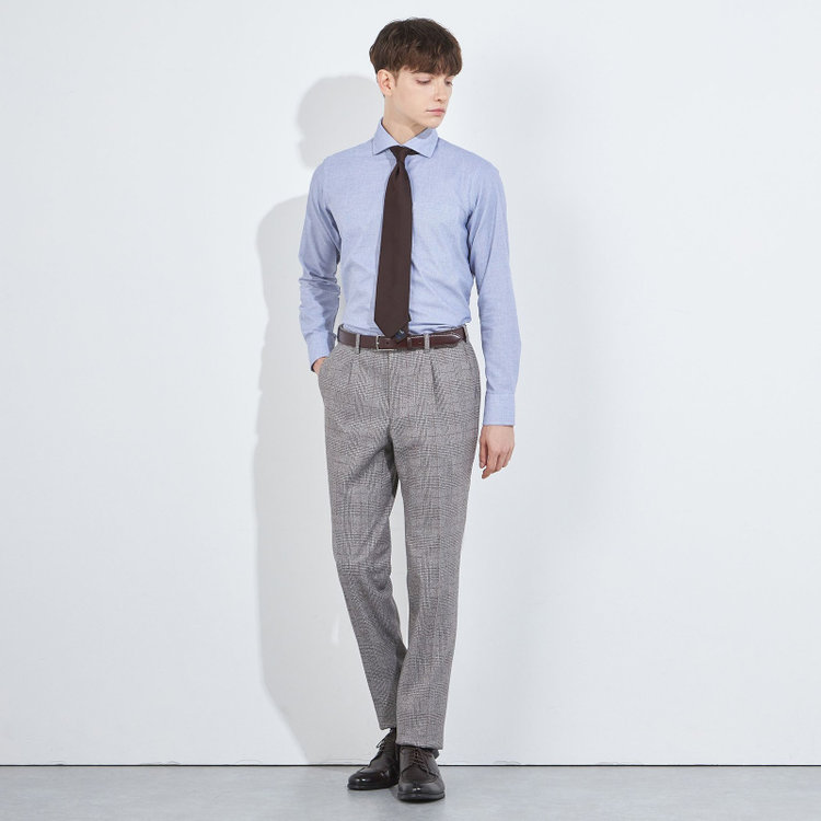 シルバーライン 【5DAYS CLOSET】【RBC】【秋冬】1タックテーパードパンツ/ブラウン×チェック/ウエストムーブ/※裾上げ必要 茶中間