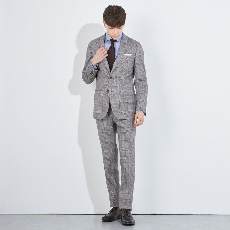 シルバーライン 【5DAYS CLOSET】【RBC】【秋冬】1タックテーパードパンツ/ブラウン×チェック/ウエストムーブ/※裾上げ必要 茶中間