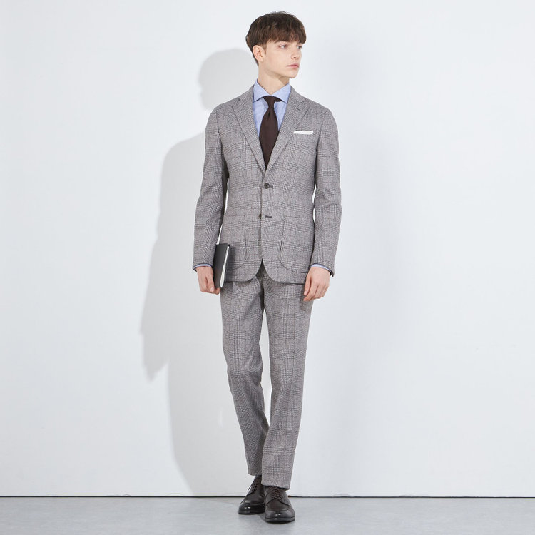 シルバーライン 【5DAYS CLOSET】【RBC】【秋冬】1タックテーパードパンツ/ブラウン×チェック/ウエストムーブ/※裾上げ必要 茶中間