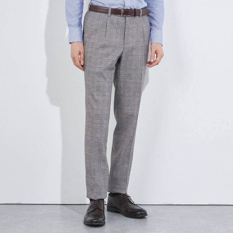 シルバーライン 【5DAYS CLOSET】【RBC】【秋冬】1タックテーパードパンツ/ブラウン×チェック/ウエストムーブ/※裾上げ必要 茶中間