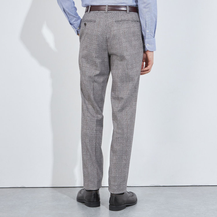 シルバーライン 【5DAYS CLOSET】【RBC】【秋冬】1タックテーパードパンツ/ブラウン×チェック/ウエストムーブ/※裾上げ必要 茶中間