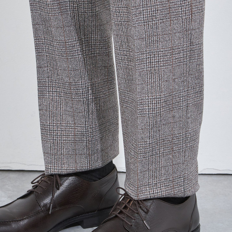 シルバーライン 【5DAYS CLOSET】【RBC】【秋冬】1タックテーパードパンツ/ブラウン×チェック/ウエストムーブ/※裾上げ必要 茶中間