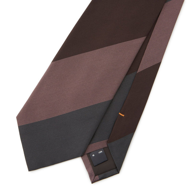シルバーライン 【SILVER LINE】シルクストライプネクタイ 8.5cm幅/ブラウン×グレー×ダークピンク/SARUTAHIKO COFFEE その他