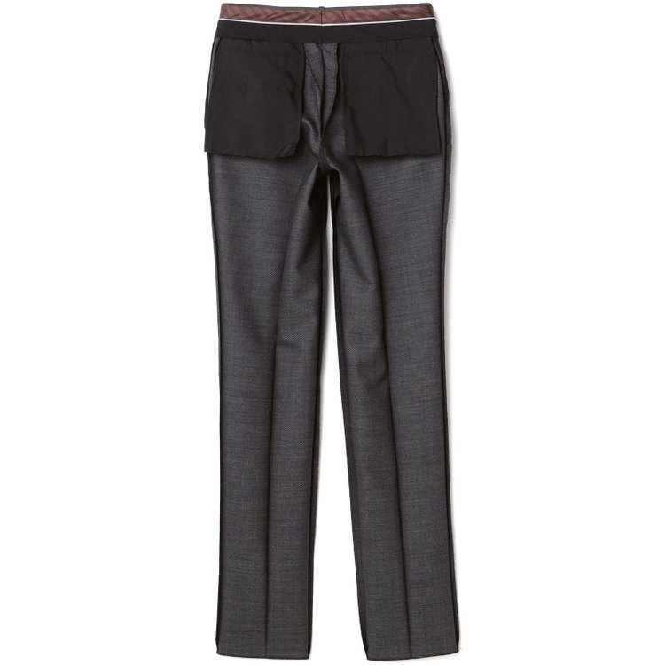 シルバーライン 【RBC】【秋冬】ウールブレンド1タックテーパードパンツ/グレー×バーズアイ/ウエストムーブ/※裾上げ必要 グレー中間