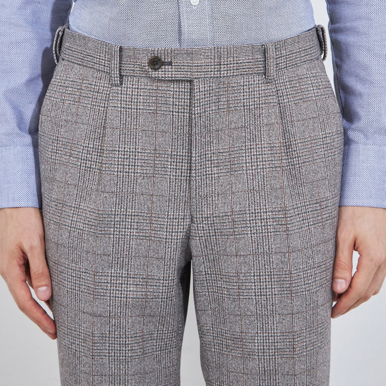 シルバーライン 【5DAYS CLOSET】【RBC】【秋冬】1タックテーパードパンツ/ブラウン×チェック/ウエストムーブ/※裾上げ必要 茶中間