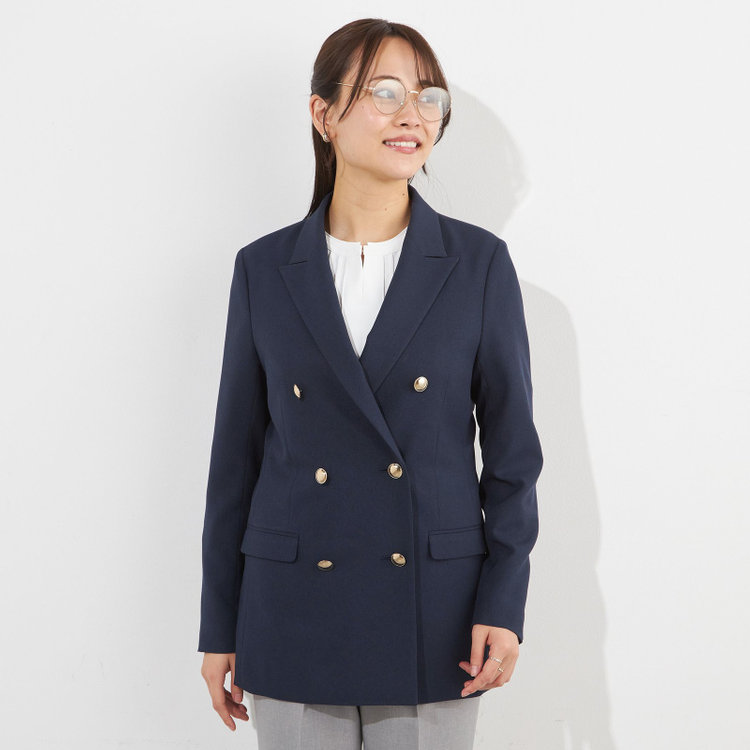 シルバーライン 【SILVER LINE】【春夏】6釦2掛けダブルブレザー/4S SUSTAINABILITY&ECOLOGY FABRIC/ネイビー×メタル釦 紺中間