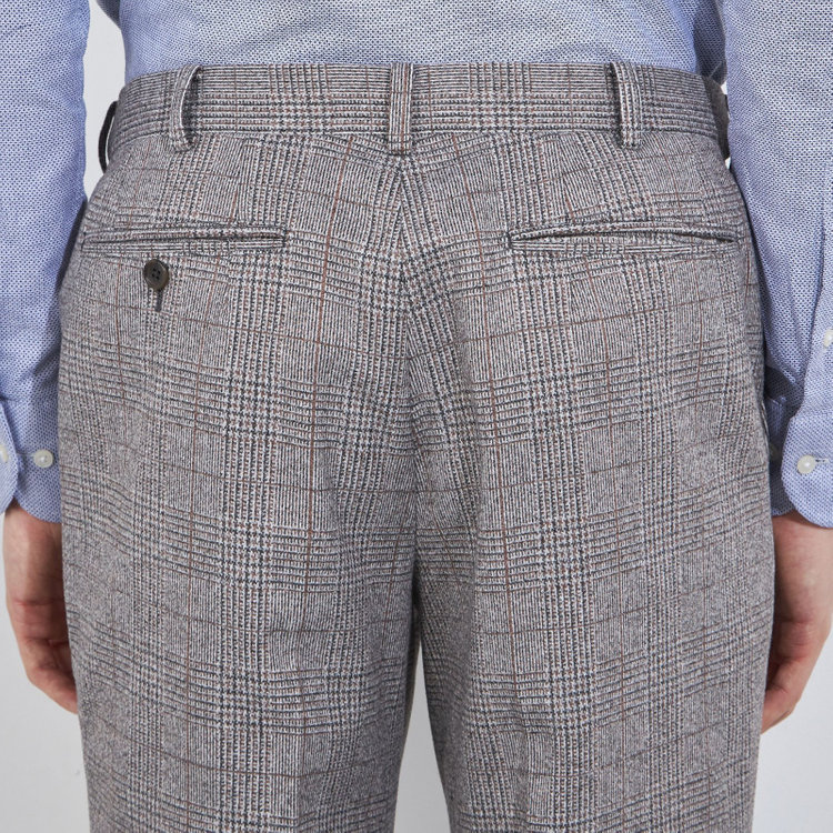 シルバーライン 【5DAYS CLOSET】【RBC】【秋冬】1タックテーパードパンツ/ブラウン×チェック/ウエストムーブ/※裾上げ必要 茶中間