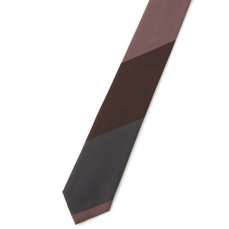 シルバーライン 【SILVER LINE】シルクストライプネクタイ 8.5cm幅/ブラウン×グレー×ダークピンク/SARUTAHIKO COFFEE その他