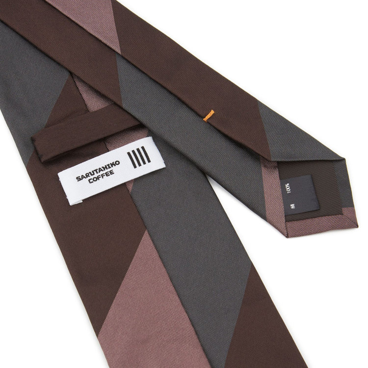 シルバーライン 【SILVER LINE】シルクストライプネクタイ 8.5cm幅/ブラウン×グレー×ダークピンク/SARUTAHIKO COFFEE その他