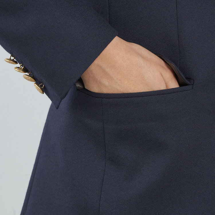 シルバーライン 【SILVER LINE】【秋冬】6釦2掛けダブルリミテッドブレザー/SUPER100'S/ネイビー×メタル釦 紺中間