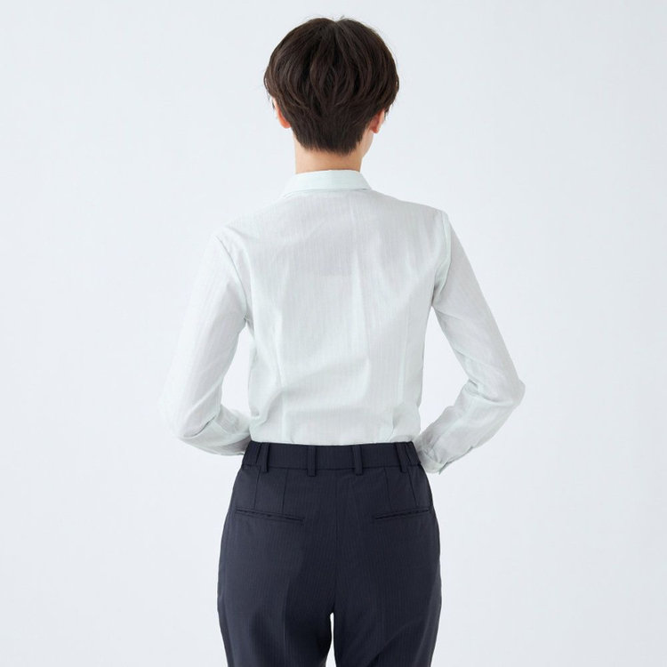 SUIT SELECT　アウトレット 【WEB限定/OUTLET/汚れ・キズ等有】【SUIT SELECT×Samantha Thavasa】リボン&フリル取り外しスキッパー/ミント×ドビーストライプ/形態安定 ミント系(薄緑)