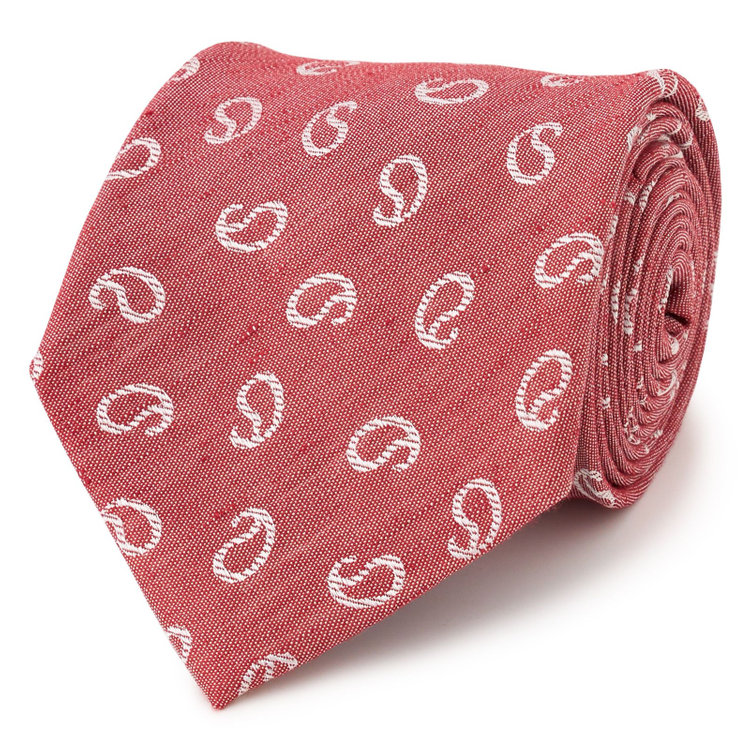 シルバーライン 【SILVER LINE】シルクリネンペイズリーネクタイ 8.5cm幅/ワイン/Finest fabrics by COMO ITALY その他