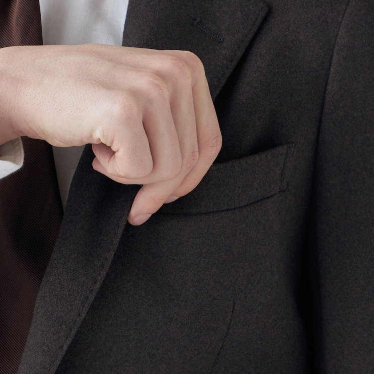 シルバーライン 【CLASSICO TAPERED】【秋冬】2釦ジャケット/ブラウン/パッチポケット/4S SUSTAINABILITY&ECOLOGY FABRIC 茶中間