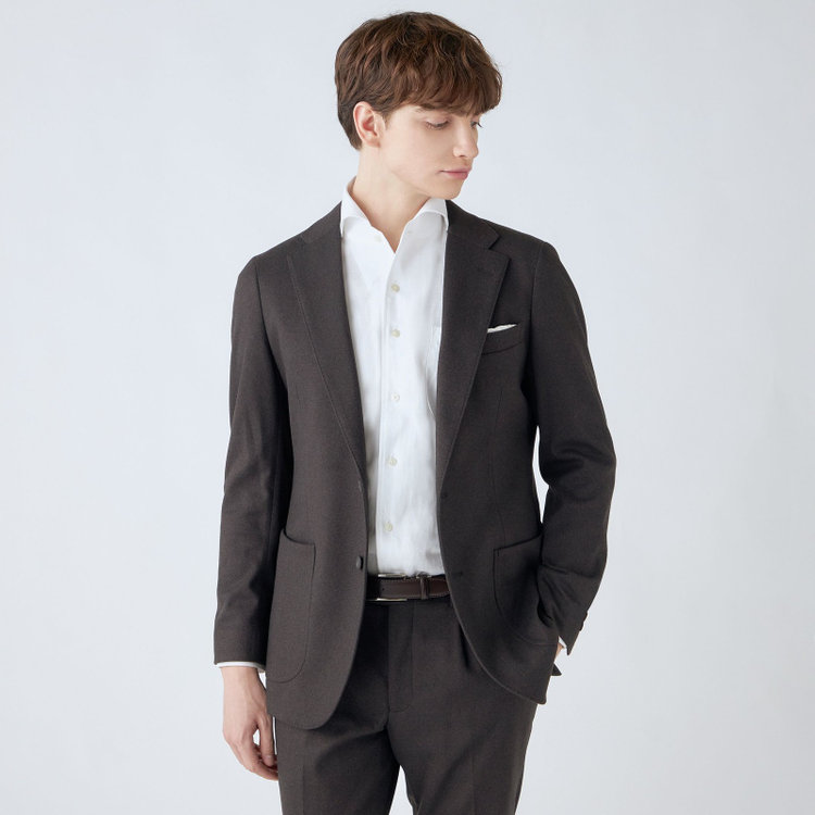 シルバーライン 【CLASSICO TAPERED】【秋冬】2釦ジャケット/ブラウン/パッチポケット/4S SUSTAINABILITY&ECOLOGY FABRIC 茶中間